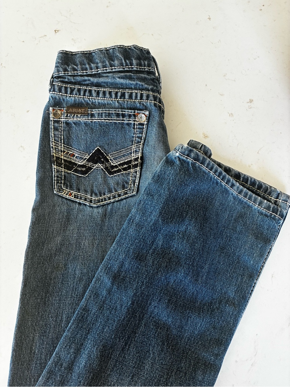 Ariat Kids Dark Blue Denim Jeans with Embroidered Back Pocket